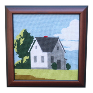 Vintage Framed House & Landscape Needlepoint