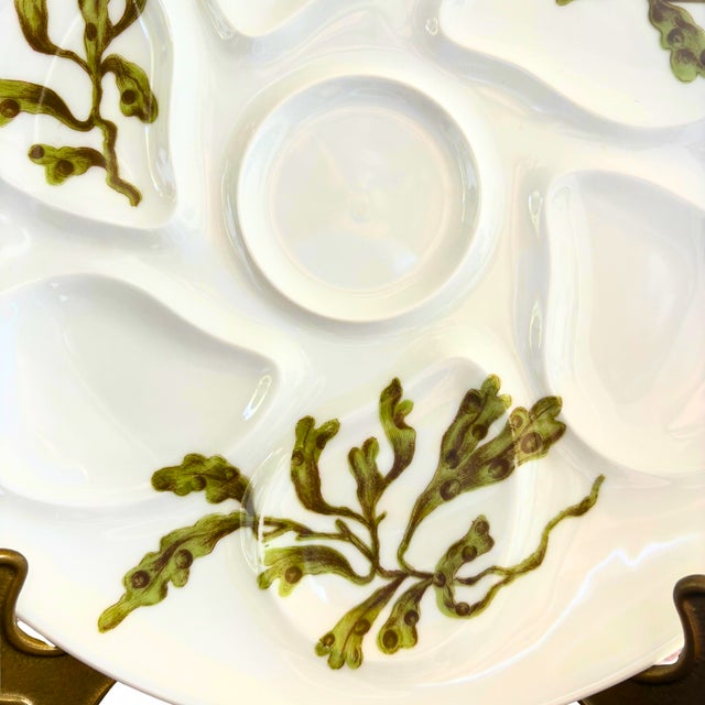 French Hand-Painted Porcelain Oyster Plate from Limoges, 1970s For Sale - Image 3 of 6