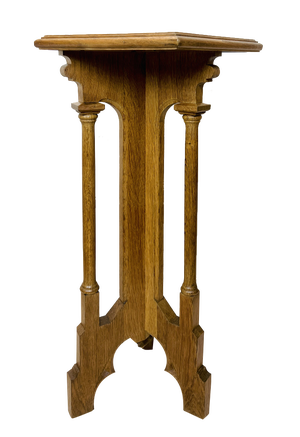 Arts & Crafts Gothic Revival Pedestal in Oak, 1920s