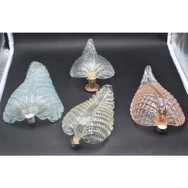 1950s Art Deco Wall Light Trasparent Jewel Murano Glass Leave by Barovier E Toso For Sale - Image 11 of 12