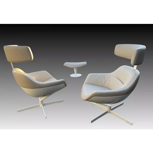 Model 277 Auckland Lounge Chairs and Ottoman by Jean-Marie Massaud for Cassina, Set of 3 For Sale - Image 11 of 13