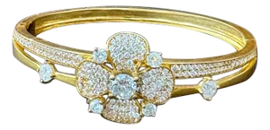 3.8 Carat Diamond 14 Karat Gold Cocktail Bangle Bracelet /cuff Estate 13.8 Gm