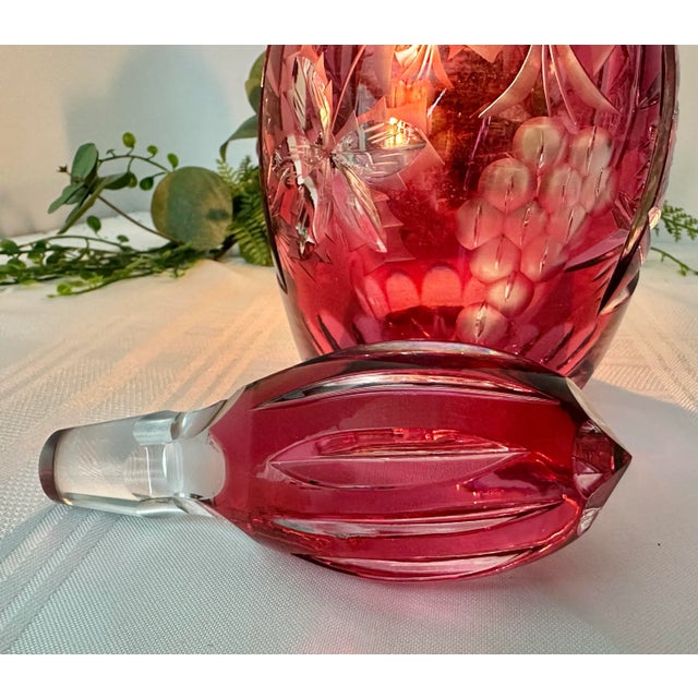 Glass Vintage Nachtmann Cranberry Red Decanter & Stopper For Sale - Image 7 of 7