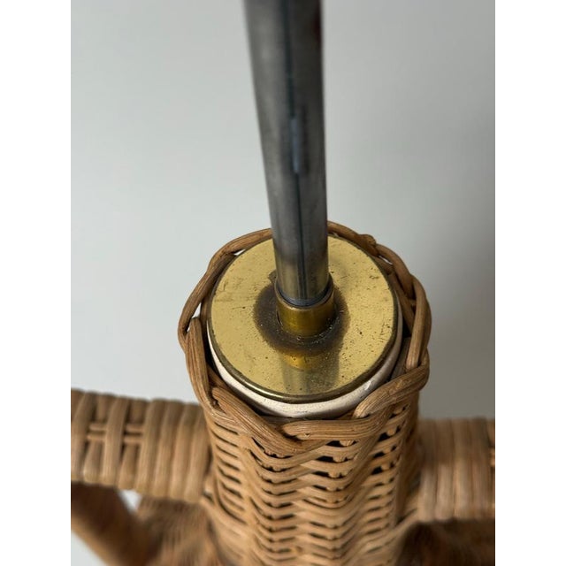 Large Mid-Century Handmade Floor Lamp in Rattan, 1960s For Sale - Image 6 of 16