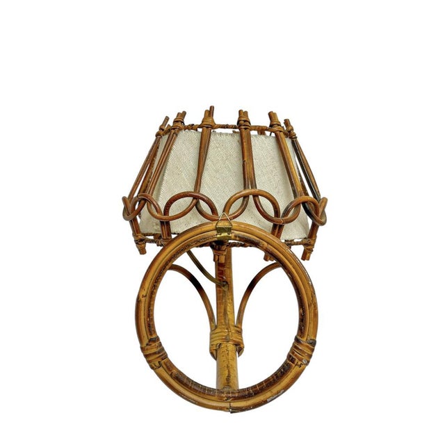 Wood Bamboo and Rattan Wall Lights by Louis Sognot, 1960s, Set of 2 For Sale - Image 7 of 14