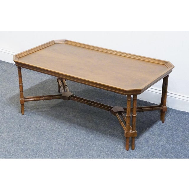 Altavista Lane Altavista Lane Bookmatched Walnut Asian Inspired Faux Bamboo 42" Accent Coffee Table 4283 For Sale - Image 4 of 9