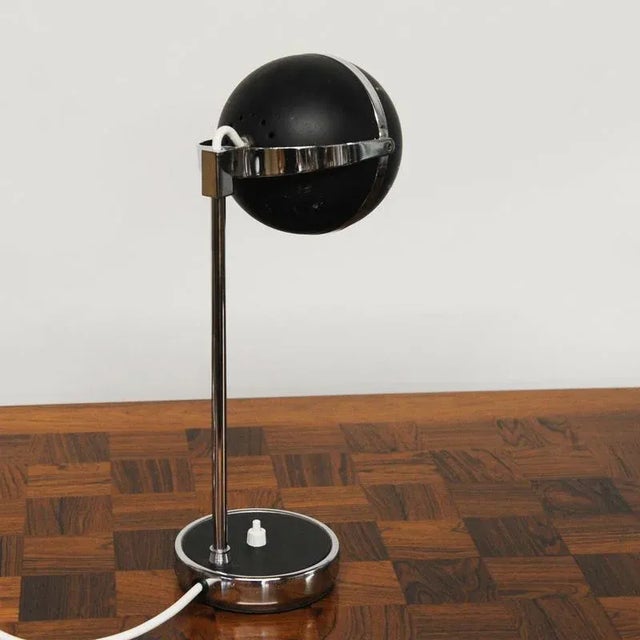 Vintage Black and Silver Eyeball Table Lamp, 1960s For Sale - Image 3 of 10