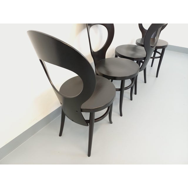 Vintage Mouette Chairs in Black Wood from Baumann, 1960s, Set of 4 For Sale - Image 4 of 18
