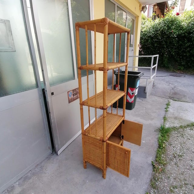 Contemporary Bamboo and Wicker Bookcase, 1970s For Sale - Image 3 of 11