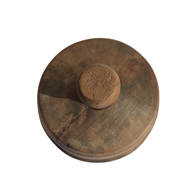 Farmhouse 19th Century Primitive Carved Pineapple and Fern Butter Pat Press For Sale - Image 3 of 3