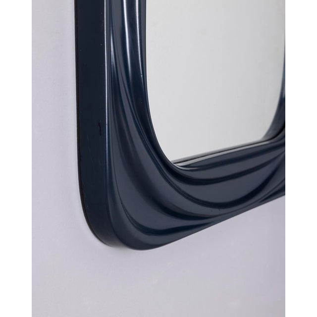 Vintage Square Wall Mirror in Blue Plastic, Italy, 1970s For Sale - Image 3 of 8