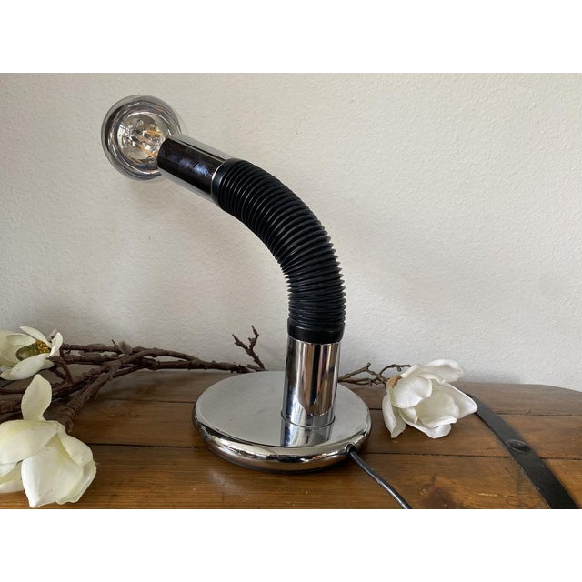Metal Vintage Italian Table Lamp in Chrome by Bellini for Targetti, 1970 For Sale - Image 7 of 18