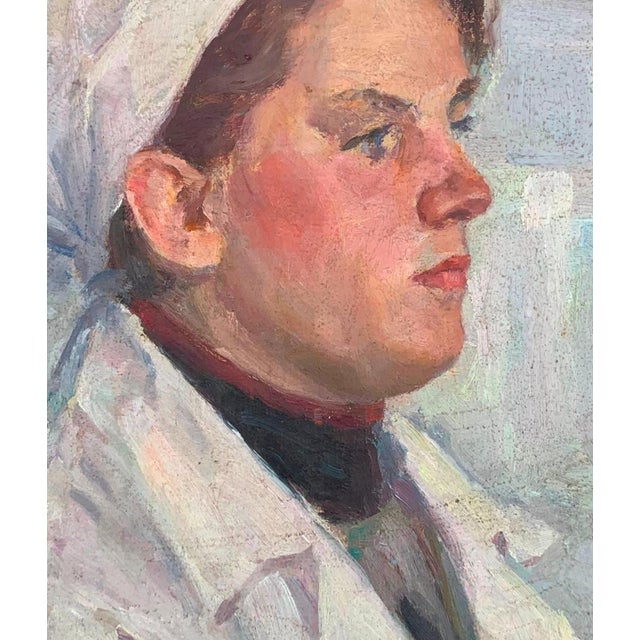 1970s Oil Portrait: Soviet Woman, Sokolovsky, 1970s 43-37 For Sale - Image 4 of 6