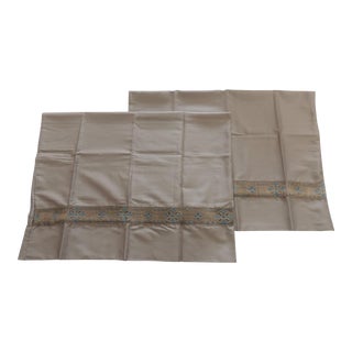 Standard Pillowcases With Antique Metallic Threads Trim - Set of 2 For Sale