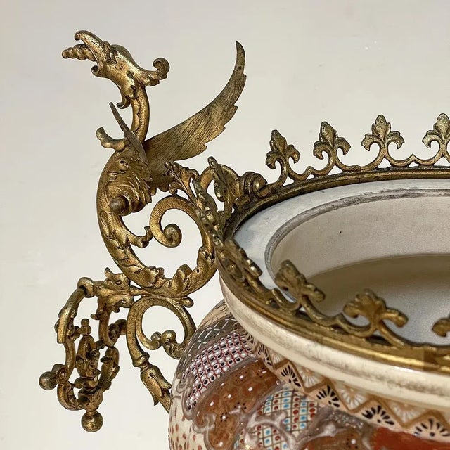 Metal 19th Century Bronze Mounted Satsuma Jardiniere For Sale - Image 7 of 13