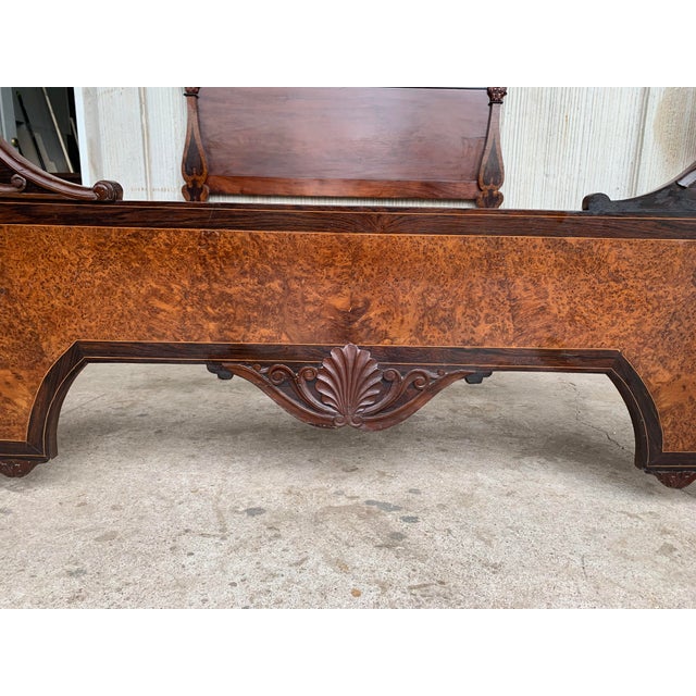 Antique Italian Victorian Carved Walnut Highback Full Bedframe For Sale - Image 10 of 13