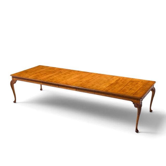 Baker Furniture Stately Homes Queen Anne Walnut Expanding Dining Table With 3 Leaves For Sale - Image 16 of 17