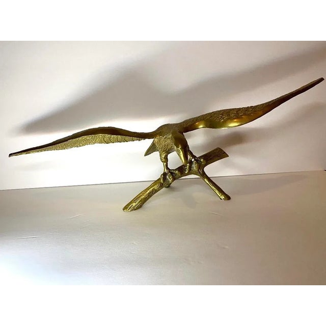 Large Vintage Brass Eagle Sculpture For Sale - Image 4 of 9