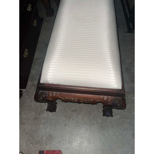 Wood Mahogany Clawfoot Bench by Georgian Furnishings Co. Of New Orleans - Vintage Late 20th Century For Sale - Image 7 of 9