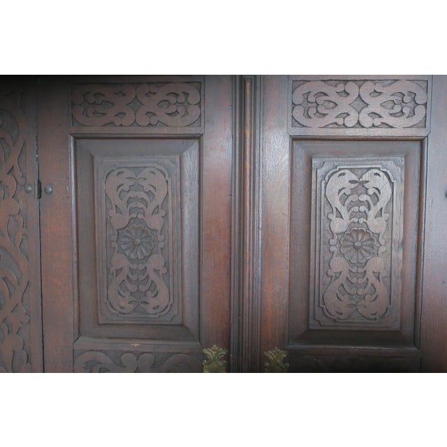 Antique Carved Oak Farmhouse Wardrobe, 1780 For Sale - Image 18 of 18