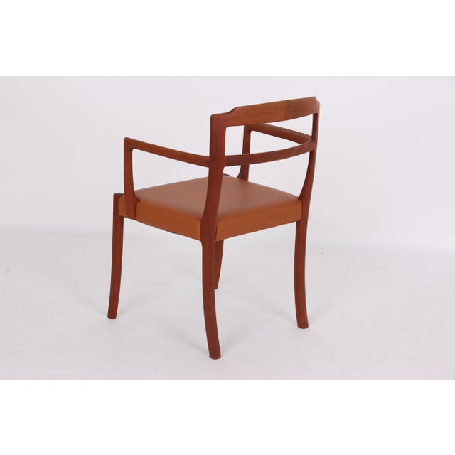 Ole Wanscher Armchair in Mahogany and Leather by Ole Wanscher for A. J. Iversen, Denmark, 1930s For Sale - Image 4 of 11
