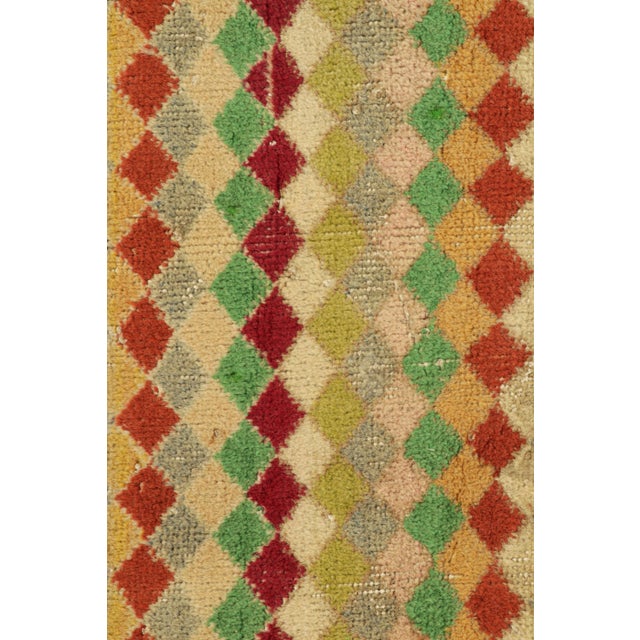 Mid-Century Modern Vintage Zeki Müren Rug in Cream With Colorful Geometric Pattern | Rug & Kilim For Sale - Image 3 of 7