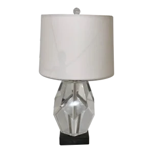 Global Views Modern Faceted Crystal Block Table Lamp