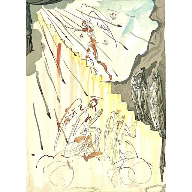 Modern Salvador Dali, The Mystic Ladder (Divine Comedy), 1960, Original Woodcut For Sale - Image 3 of 3