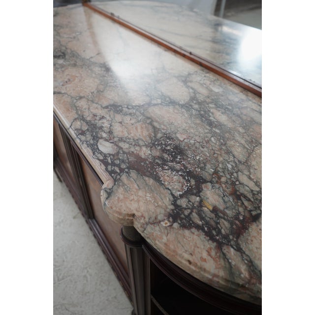 Antique French Louis XVI Marble Top Inlaid Mahogany Sideboard For Sale - Image 11 of 18