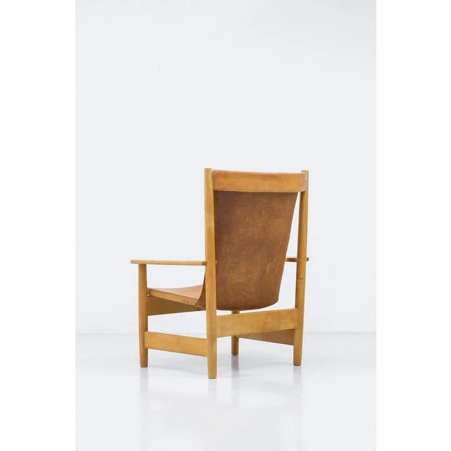1950s Modern Swedish Leather Lounge Chair, 1950s For Sale - Image 5 of 11