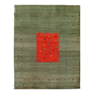 Pasargad DC Green Color Hand Knotted Gabbeh Rug For Sale