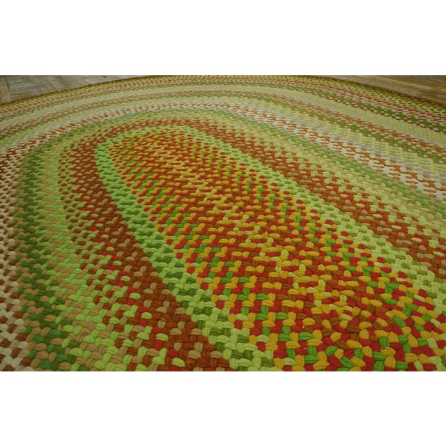 1950s Colorful Medallion Modern Vintage American Braided Rug 9' X 12' 6" Cotton Carpet For Sale - Image 11 of 12