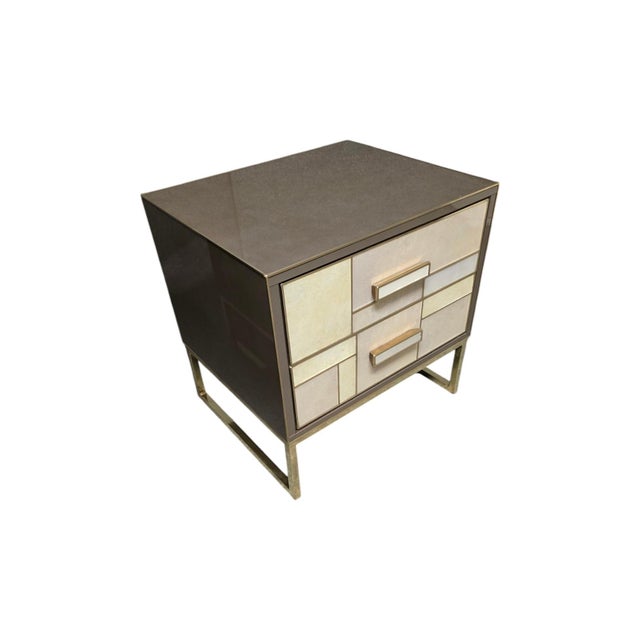 Bedside Table in Walnut and Stone-Effect Glass from Justfurnituress SRL For Sale - Image 11 of 18