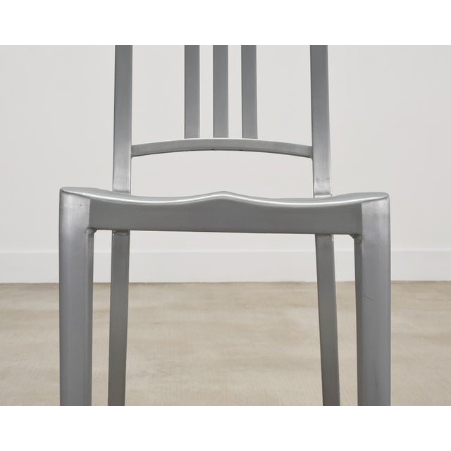 Pair of Emeco 'Navy' Bar Counter Stools in Brushed Aluminum For Sale - Image 14 of 17