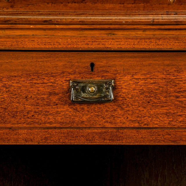 English Early 20th Century English Edwardian Oak Sideboard Buffet Server Carved Sunflower Motif Cabinet For Sale - Image 3 of 18