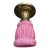 Vintage Brass Semi- Flush Ceiling Fixture With Vintage Pink Linen Fold Shade For Sale
