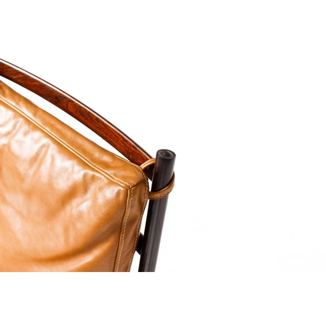 1960s Danish Modern / Mid Century Rosewood Colonial Armchair – Ole Wanscher for Poul Jeppesen – Cognac Leather For Sale - Image 12 of 16