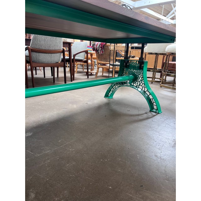 Modern Custom Table With Vintage Hure Cast Iron Base and New Walnut Top For Sale - Image 3 of 8