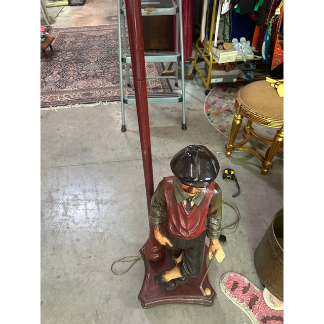 1970s 1970s Mid-Century Modern Wooden Golfer Standing Floor Lamp For Sale - Image 5 of 10