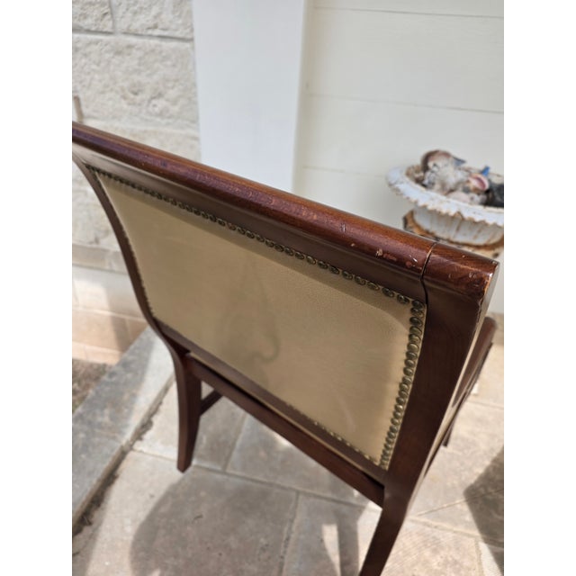 2000 - 2009 Pair of Neoclassical Style Armchairs With Leather Upholstery For Sale - Image 5 of 12