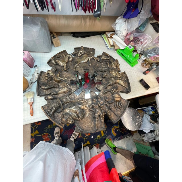 Mid Century 1960s Cast Resin Brutalist Horoscope Zodiac Mirror For Sale - Image 9 of 10