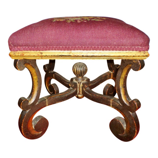 1700s Antique Baroque Footstool For Sale