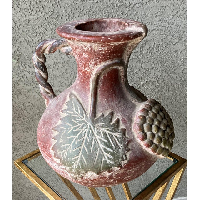 Ceramic Late 20th-Century Barro Rojo (Red Clay) Braided Handle Pottery Vessel / Vase, Mexico For Sale - Image 7 of 18