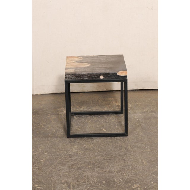Black & Tan Petrified Wood Top Side Table For Sale - Image 11 of 12