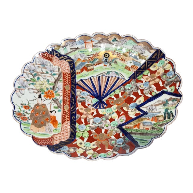 Japanese Arita Imari Porcelain Scalloped Charger Plates, 1890s, Set of 2 For Sale - Image 3 of 8