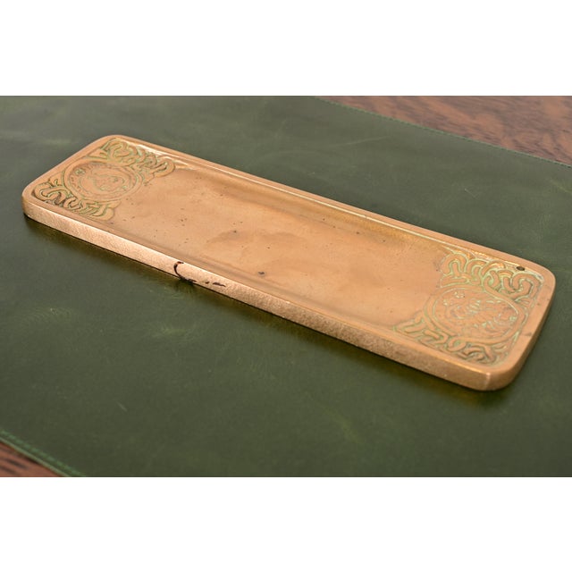 Art Deco Tiffany Studios New York Zodiac Bronze Doré Pen Tray For Sale - Image 3 of 11