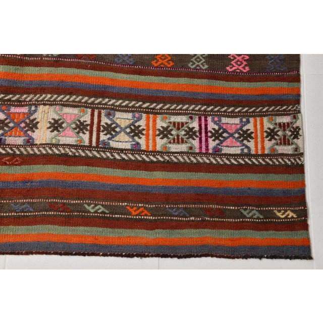 Brown Vintage Wool Area Kilim Rug For Sale - Image 8 of 12