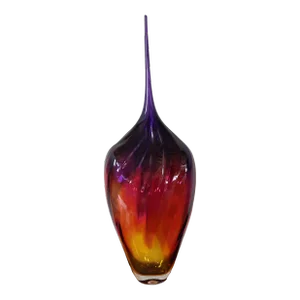 Amber & Purple Tear Drop Art Glass Vase