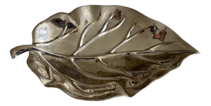 Large Silver-Plated Leaf-Shaped Bowl from Valenti, 1972