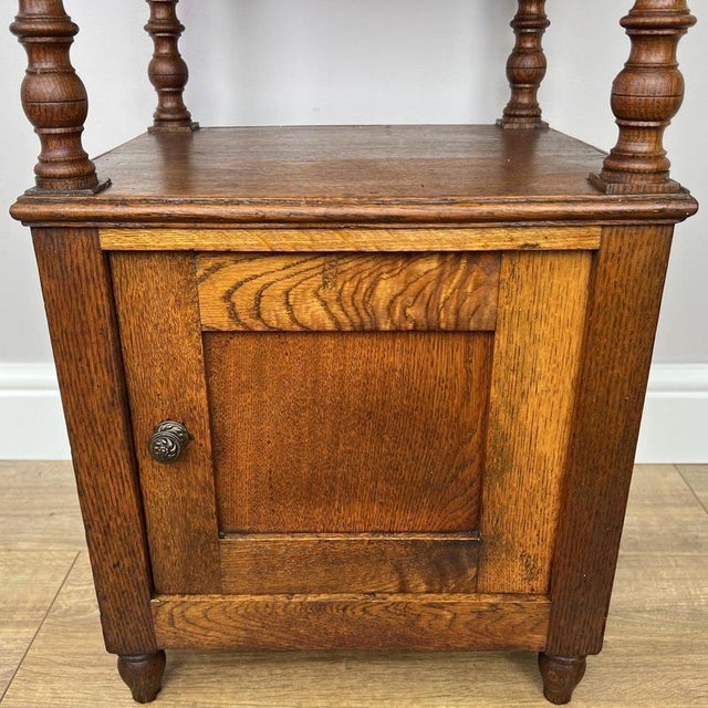 Antique French Oak Bedside Table with Marble Top For Sale - Image 6 of 10